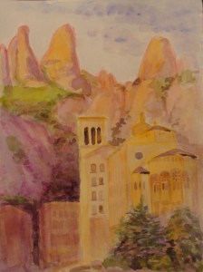 Montserrat Abbey at sunrise. Copyright Robin L. Chandler 2014.
